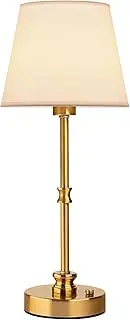 EppieBasic Cordless Table Lamp, 5200mAh Rechargeable Battery Operated Lamp, Portable LED Touch Light, Stepless Dimming, Small Gold with Fabric Shade, 2700K for Dining, Bedside, Bathroom