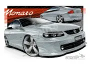 HOLDEN MONARO V2 II QUICK SILVER A3 FRAMED PRINT (HC82)