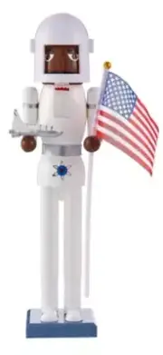 Wooden Christmas Nutcracker16"AFRICAN AMERICAN SPACEMAN W/SPACESHIP&FLAG,Ashland