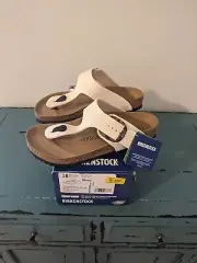 Birkenstock Gizeh Vegan Big Buckle Thong Textile Sandal Eggshell Women's 7