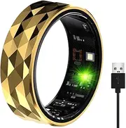 Smart Ring, Activity & Fitness Tracker Ring for Women/Men, No APP Subscription, Fitness Tracking Smart Ring with Calories/Heart Rate/Blood Oxygen/Sleep Monitoring, IP68 Waterproof (Gold, 10#)