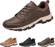 YELICAZE(イェリカゼ) Men's Shoes, Men's Waterproof Hiking Shoes, Anti-Slip, Breathable, Lightweight Sneakers, Comfortable Genuine Leather Sneakers, Arch Support and Shock Absorption Function