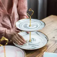 在飛比找樂天市場購物網優惠-點心盤 陶瓷創意果盤歐式三層點心架下午茶雙層盤水果盤蛋糕架子