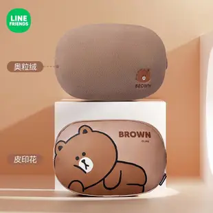 公司貨 LINE FRIENDS 熊大莎莉兔兔 翻毛皮頭枕 汽車頭枕 皮質頭枕 汽車舒適頭枕 頭枕汽車汽車睡覺頭枕