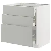 METOD / MAXIMERA base cabinet with 3 drawers, white/Havstorp light grey, 80x60x80 cm