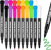 JR.WHITE Liquid Chalk Markers - 18 Pack Wet Erase for Acrylic Fridge Calendar, 1mm Fine Tip Chalkboard for Whiteboard, Blackboard, Glass Board, Window, Mirror, Dry Erase Board