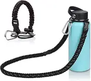 wongeto Paracord Handle Carrier Holder with Shoulder Strap(Fits 12oz - 64oz Hydro Flask Wide Mouth Water Bottles, Nalgene,Nathan,Klean Kanteen, Juglug,etc)