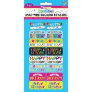 Ashley Productions Mini Whiteboard Erasers Happy Birthday 2" x 1" x 0.75" Pack
