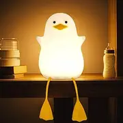 Attivolife Duck Night Light for Kids, Cute Animal Silicone Lamp Touch Control + Dimmable + Timer, USB Rechargeable LED Feeding Nightlight, Bedside Bedroom Decor Birthday Present for Toddler Baby Women