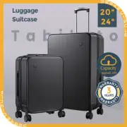 Tabibito Luggage Set Hard Shell ABS Suitcase Spinner Wheels TSA Lock 20"24" Grey