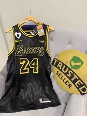 Size Large Kobe Bryant #24 Black Mamba With Logo Lakers NBA Swingman Jersey