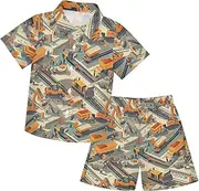 [Caihoyu] Toddler Baby Boy Short Sleeve Button Down Shirt Shorts Gentleman Outfits Toddler Boy Outfit Summer Outfit