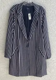 Torrid Women’s Pin Striped Long Crepe Blazer Black Pink Striped Size 4 #556 NWT