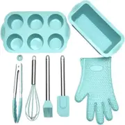 Green 7-Piece Silicone Bakeware Set with Whisk, Spatula, Brush, Gloves, and Cak