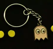 LIGHT PINK PACMAN GHOST KEYCHAIN Car Keys Mini Vintage Retro Gaming Gamer Arcade