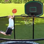 Trampoline Basketball Hoop,Basketball Hoop for Trampoline Outdoor 8-15FT Trampoline,with Pump and 2 Mini Basketball, Easy to Install(Fit for Straight Pole Only-0.7～1 inch)