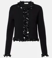 [Tory Burch] Tory Burch Kendra sequined wool and cashmere cardigan AU 14 black