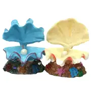 Pearl Scallop Aquarium Ornament Fish Tank Decorative Bubblestone Shell Landscape