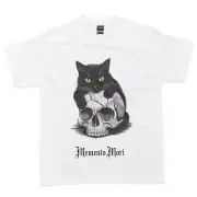 Stoic Philosophy Memento Mori Black Cat & Skull Macabre T-Shirt