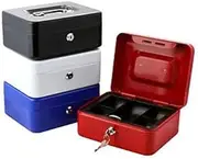 1x Lockable Cash Box Deposit Slot Petty Cash Money Box Safe with 2 Keys Portable Random Color (Small Size: 150x118 x 80mm)