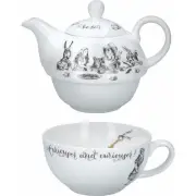 Alice in Wonderland Teapot and Cup Set For 1 in Gift Box, Fine China Tea Set,...