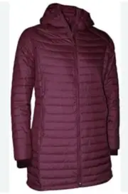 NWT Plus Size 3X Columbia Omni-Heat White Out Mid Hooded Dark Red Long Jacket