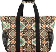 [sanluoli] Bag For Trunk Collapsable Beach Bag Tote With Pockets with Handles Laundry Totes, Flat Geometric Pattern Maltese Cross, 1 size