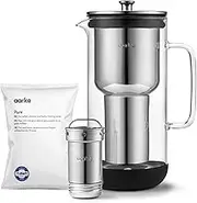 Aarke Purifier, Water Filter Jug in Glass and Stainless Steel, 2.4L / 10 Cups, Includes Aarke Pure Filter Refill Bag