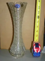 Bohemian Czech Crystal 11" Vase Hand Cut 24% Lead Glass-BEAUTIFUL