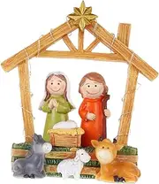 Parliky Nativity Scene Statue Resin Craft Decor Jesus Ornament Lighting Statues Elegant Christmas Tree Decor for Home