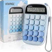 Mechanical Switch Calculator,Gradient Blue Calculator Cute 10 Digit Large LCD Display and Buttons,Calculator with Large LCD Display Great for Everyday Life and Basic Office Work