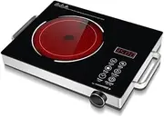 Portable Electric Stove, Induction Cooktop Hot Plate with Anti-Scald Handle, 3-Hour Timer, Black Frosted Glass Panel,Sensitive Press Control, Adjustable Heating Power, for Home Camping
