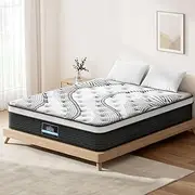Giselle Bedding King Mattress Bed Mattresses Innerspring Foam 32cm Thickness, with 5-Zone Pocket Spring System and Breathable Euro Top, 5Yrs Warranty, Medium Firm, White + Greywith Vacuum Packed
