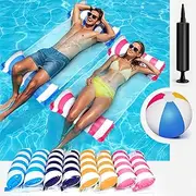 4 in 1 Adult Pool Floatboard with Pump and Beach Ball. Inflatable Pool Floatboard, Portable Water Hammock with Bottom Mesh for Summer Event Pool Party