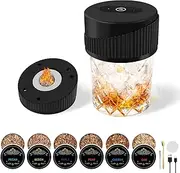 Flameless Electric Cocktail Smoker, Charging Available Whiskey Smoker Kit With 6 Wood Chip for Home, Bar, Entertaining (B)
