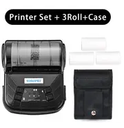80mm Thermal Printer Portable Receipt Ticket Wireless Bluetooth Mobile Pocket Bill Printer Android Phone PC Printer Black 3Roll Case