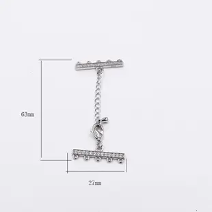 鍍925銀珍珠項鏈多排扣多層手鏈扣DIY配件扣子2/3/4/5/6/7排扣頭