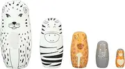 Russian Nesting Dolls Hand Made Exquisite Wooden Animal Nesting Dolls for Home Decoration Christmas Gift 5Pcs