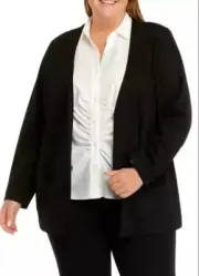 NEW CALVIN KLEIN BLACK OPEN FRONT LONG CAREER JACKET BLAZER SIZE 14 W WOMEN $149
