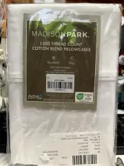 Madison Park 1500 Thread Count Cotton Blend 2 King Size Pillowcase New