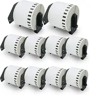 10 Rolls Brother-Compatible P-Touch DK-44205 Removable Continuous Labels Black on White 62mm x 30.48m(2-3/7" x 100') with Refillable Cartridge