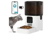 Automatic Cat Feeder, 6L Timed Pet Feeder Dry Food Dispenser for Cats & Dogs with WiFi App Control, Dual Power Supply & Stainless Steel Bowl