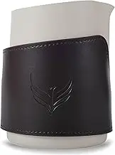 KNODOS Handle-Less Latte Steamer Jug (White, 400ml, 14oz) with Leather Case, Stainless Steel Milk Frothing Jug