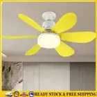 Ceiling Fan LED Lamp E27 Socket Fan Light Remote 52cm (Yellow Crystal Shell) .
