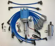 small cap FORD 5.8L 351 EFI to Carb Conv HEI Distributor + BLUE WIRES +45k Coil
