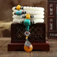 在飛比找樂天市場購物網優惠-民族風中國風天然白菩提根108顆佛珠復古手串菩提藏式手鏈項鏈