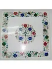 Coffee Dining Marble Square Table Top Multi Floral Stone Inlaid Arts Decor H5322