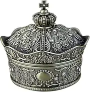 [HAMKVBPR] Jewellery Box Diamond Rose Princess Gift Box Zinc Alloy European Style Retro Crown Jewelry Box for Necklace Earrings Rings(Bronze,8.8X8.8X8CM)
