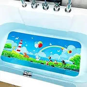 Non-Slip Bath Mat for Toddlers, Cartoon Anti-Slip Bathtub Mat, Safe and Fun Kids Tub Mat, Baby Shower Mat with Cute Design (Rainbow)