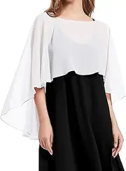 Womens Capelets Shawls and Wraps for Evening Dress Chiffon Capes Wedding Cover Up